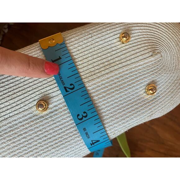 ERIC JAVITS Tote Bag Powder Blue Lime Green SPRING SUMMER PASTEL BOW - Picture 7 of 9